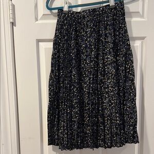 Floral Pleated Skirt - Black and Blue